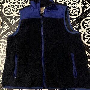 Sherpa Fleece Vest - Black and Blue
